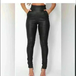 NWT White Fox faux leather pants size s Mob Wife
